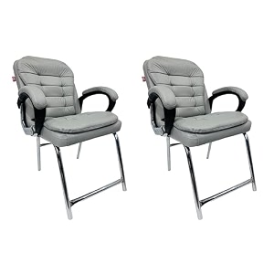 executive director office visitor study home chair reception chair with arm rest comfortable cushion seat back 2 grey h type chrome steel frame