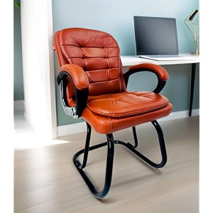 executive director office visitor study home chair reception chair with arm rest comfortable cushion seat back 1 brown powder coated double pipe frame