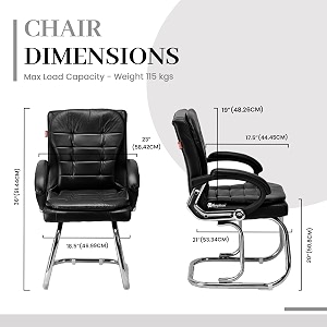 executive director office visitor study home chair reception chair with arm rest comfortable cushion seat back 1 black double pipe chrome frame