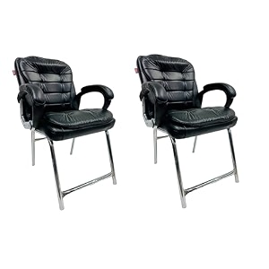 executive director office visitor study home chair reception chair with arm rest comfortable cushion seat back 2 black h type chrome steel frame