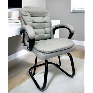 executive director office visitor study home chair reception chair with arm rest comfortable cushion seat back 1 grey powder coated double pipe frame