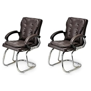 executive director office visitor study home chair reception chair with arm rest comfortable cushion seat back 2 coffee double pipe chrome frame