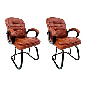 executive director office visitor study home chair reception chair with arm rest comfortable cushion seat back 2 brown powder coated double pipe frame