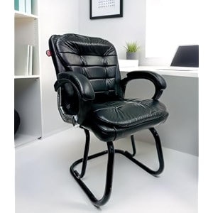 executive director office visitor study home chair reception chair with arm rest comfortable cushion seat back 1 black powder coated double pipe frame