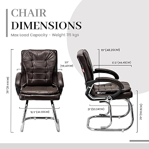 executive director office visitor study home chair reception chair with arm rest comfortable cushion seat back 1 coffee double pipe chrome frame