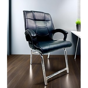 executive director office visitor study home chair reception chair with arm rest comfortable cushion seat back 1 z black h type chrome steel frame