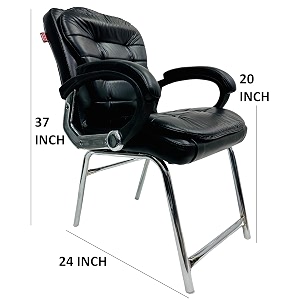executive director office visitor study home chair reception chair with arm rest comfortable cushion seat back 1 black h type chrome steel frame