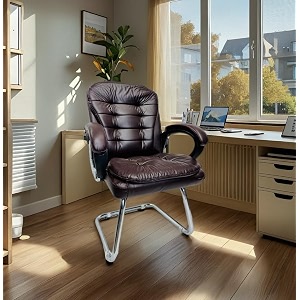executive director office visitor study home chair reception chair with arm rest comfortable cushion seat back 1 coffee single pipe chrome frame