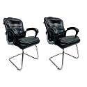 Executive Director Office Visitor Study Home Chair Reception Chair with arm Rest Comfortable Cushion seat Back (2, Black, Single Pipe Chrome Frame)
