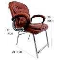 Executive Director Office Visitor Study Home Chair Reception Chair with arm Rest Comfortable Cushion seat Back (1, Brown, H Type Chrome Steel Frame)