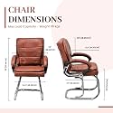 Executive Director Office Visitor Study Home Chair Reception Chair with arm Rest Comfortable Cushion seat Back (1, Brown, Double Pipe Chrome Frame)