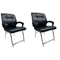 Executive Director Office Visitor Study Home Chair Reception Chair with arm Rest Comfortable Cushion seat Back (2, Z Black, H Type Chrome Steel Frame)