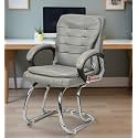 Executive Director Office Visitor Study Home Chair Reception Chair with arm Rest Comfortable Cushion seat Back (1, Grey, Double Pipe Chrome Frame)