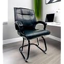 Executive Director Office Visitor Study Home Chair Reception Chair with arm Rest Comfortable Cushion seat Back (1, Z Black, Powder Coated Double Pipe Frame)