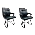 Executive Director Office Visitor Study Home Chair Reception Chair with arm Rest Comfortable Cushion seat Back (2, Z Black, Powder Coated Double Pipe Frame)