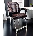 Executive Director Office Visitor Study Home Chair Reception Chair with arm Rest Comfortable Cushion seat Back (1, Coffee, H Type Chrome Steel Frame)
