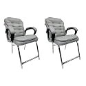 Executive Director Office Visitor Study Home Chair Reception Chair with arm Rest Comfortable Cushion seat Back (2, Grey, H Type Chrome Steel Frame)