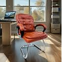 Executive Director Office Visitor Study Home Chair Reception Chair with arm Rest Comfortable Cushion seat Back (1, Brown, Single Pipe Chrome Frame)