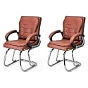 Executive Director Office Visitor Study Home Chair Reception Chair with arm Rest Comfortable Cushion seat Back (2, Brown, Double Pipe Chrome Frame)