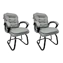 Executive Director Office Visitor Study Home Chair Reception Chair with arm Rest Comfortable Cushion seat Back (2, Grey, Powder Coated Double Pipe Frame)