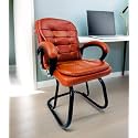 Executive Director Office Visitor Study Home Chair Reception Chair with arm Rest Comfortable Cushion seat Back (1, Brown, Powder Coated Double Pipe Frame)