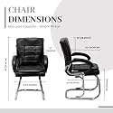 Executive Director Office Visitor Study Home Chair Reception Chair with arm Rest Comfortable Cushion seat Back (1, Black, Double Pipe Chrome Frame)