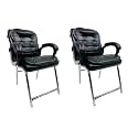 Executive Director Office Visitor Study Home Chair Reception Chair with arm Rest Comfortable Cushion seat Back (2, Black, H Type Chrome Steel Frame)