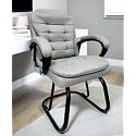 Executive Director Office Visitor Study Home Chair Reception Chair with arm Rest Comfortable Cushion seat Back (1, Grey, Powder Coated Double Pipe Frame)
