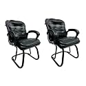 Executive Director Office Visitor Study Home Chair Reception Chair with arm Rest Comfortable Cushion seat Back (2, Black, Powder Coated Double Pipe Frame)