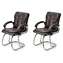 Executive Director Office Visitor Study Home Chair Reception Chair with arm Rest Comfortable Cushion seat Back (2, Coffee, Double Pipe Chrome Frame)