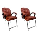 Executive Director Office Visitor Study Home Chair Reception Chair with arm Rest Comfortable Cushion seat Back (2, Brown, H Type Chrome Steel Frame)
