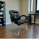 Executive Director Office Visitor Study Home Chair Reception Chair with arm Rest Comfortable Cushion seat Back (1, Black, Single Pipe Chrome Frame)