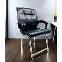 Executive Director Office Visitor Study Home Chair Reception Chair with arm Rest Comfortable Cushion seat Back (1, Z Black, H Type Chrome Steel Frame)