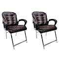 Executive Director Office Visitor Study Home Chair Reception Chair with arm Rest Comfortable Cushion seat Back (2, Coffee, H Type Chrome Steel Frame)