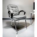 Executive Director Office Visitor Study Home Chair Reception Chair with arm Rest Comfortable Cushion seat Back (1, Grey, H Type Chrome Steel Frame)