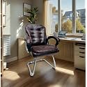 Executive Director Office Visitor Study Home Chair Reception Chair with arm Rest Comfortable Cushion seat Back (1, Coffee, Single Pipe Chrome Frame)
