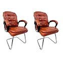Executive Director Office Visitor Study Home Chair Reception Chair with arm Rest Comfortable Cushion seat Back (2, Brown, Single Pipe Chrome Frame)