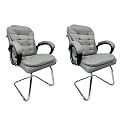 Executive Director Office Visitor Study Home Chair Reception Chair with arm Rest Comfortable Cushion seat Back (2, Grey, Single Pipe Chrome Frame)