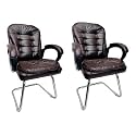 Executive Director Office Visitor Study Home Chair Reception Chair with arm Rest Comfortable Cushion seat Back (2, Coffee, Single Pipe Chrome Frame)
