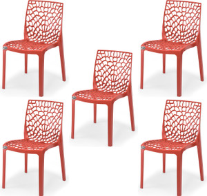 apple furniture plastic dining chair set of 5 finish color - red