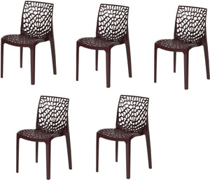 apple furniture plastic dining chair set of 5 finish color - brown