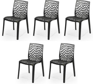 apple furniture plastic dining chair set of 5 finish color - black