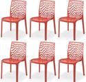 APPLE FURNITURE Plastic Dining Chair (Set of 6, Finish Color - RED)