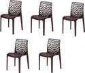 APPLE FURNITURE Plastic Dining Chair (Set of 5, Finish Color - BROWN)