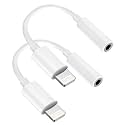 [Apple MFi Certified] 2 Pack for iPhone 3.5mm Headphones Adapter, Lightning to 3.5 mm Headphone/Earphone Jack Converter Audio Aux Dongle Compatible with iPhone 14 13 12 11 Pro XR XS Max X 8 7.
