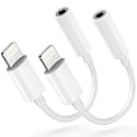 Apple MFi Certified Lightning to 3.5mm Headphone Jack Adapter -Premium Audio Quality &amp; DAC Chip for Music Listening Car, Gym, Home Office, Compatible with iPhone 14/13/12/11/X/8/7 2Pack (White)