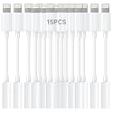 Apple MFi Certified Lightning to 3.5mm Headphone Jack Adapter -Premium Audio Quality & DAC Chip for Music Listening Car, Gym, Home Office, Compatible with iPhone 14/13/12/11/X/8/7 15Pack (White)