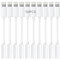 Apple MFi Certified Lightning to 3.5mm Headphone Jack Adapter -Premium Audio Quality &amp; DAC Chip for Music Listening Car, Gym, Home Office, Compatible with iPhone 14/13/12/11/X/8/7 10Pack (White)