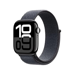 apple watch series 10 gps 42 mm smartwatch with jet black aluminium case with ink sport sport loop fitness tracker ecg app always-on retina display carbon neutral