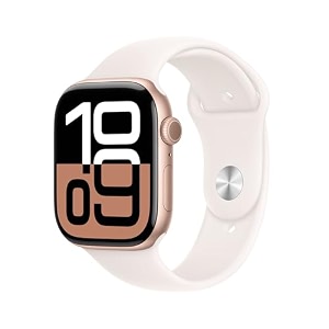 apple watch series 10 gps 46 mm smartwatch with rose gold aluminium case with light blush sport band - ml fitness tracker ecg app always-on retina display water resistant
